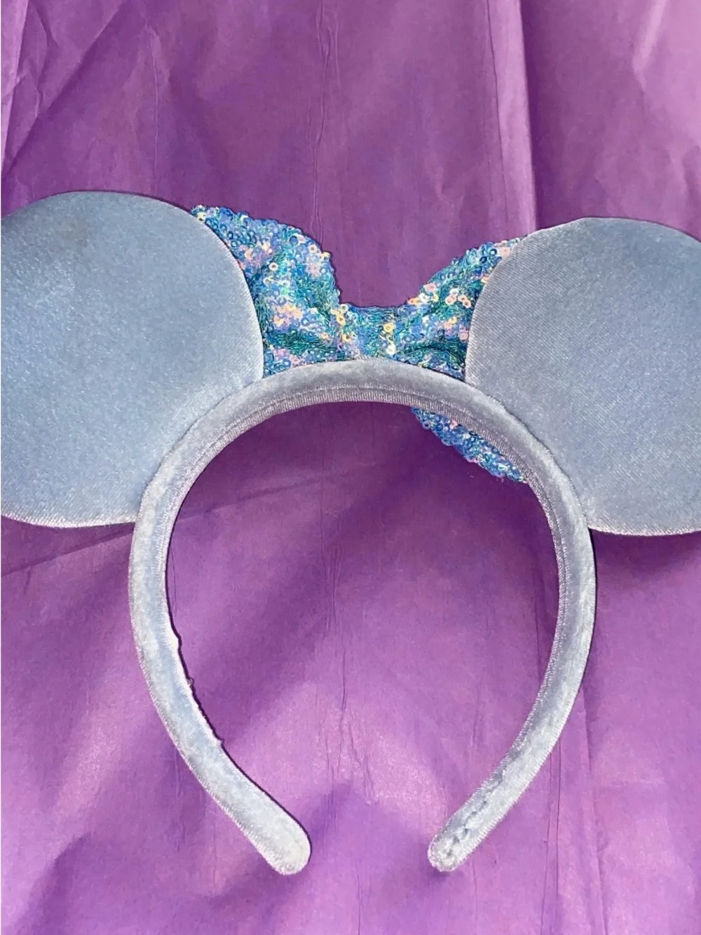 Sequin Bow Mouse Ear Headband - Blue